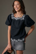 Load image into Gallery viewer, By Anthropologie Short-Sleeve Embroidered Linen Tunic Top
