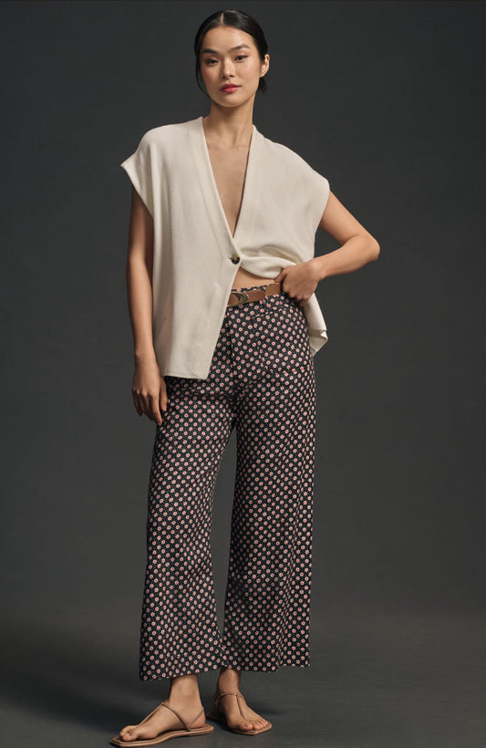 The Colette Cropped Wide-Leg Pants by Maeve: Linen Edition