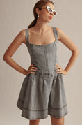 Load image into Gallery viewer, Pilcro Square-Neck Tie-Back Denim Mini Dress
