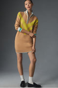 Load image into Gallery viewer, Maeve Varsity Half-Zip Tunic Mini Dress
