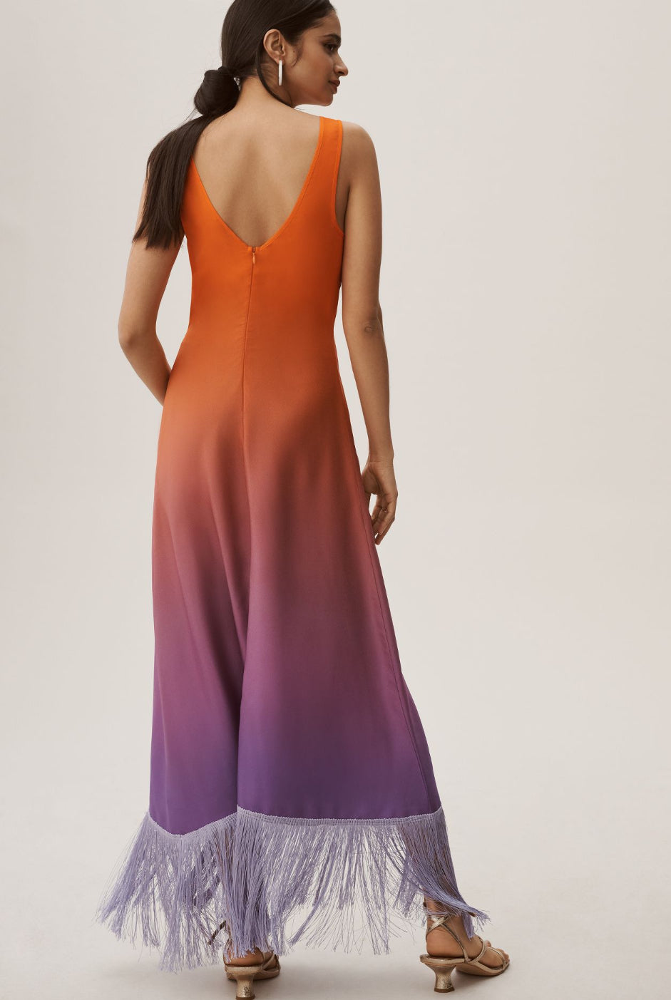 Delfi Collective Scoop-Neck Ombre Fringe Dress