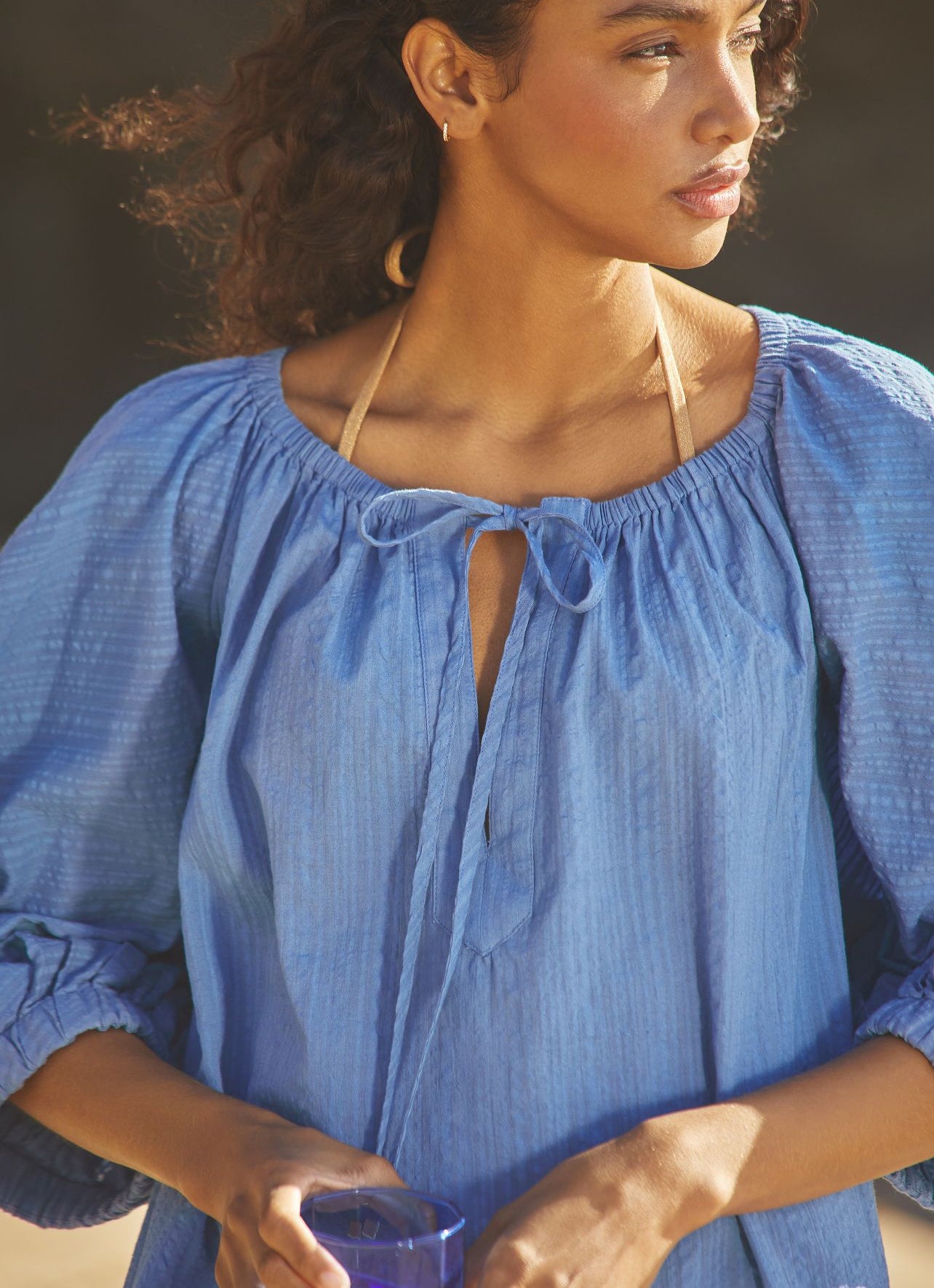 By Anthropologie Off-The-Shoulder Cover-Up Mini Dress