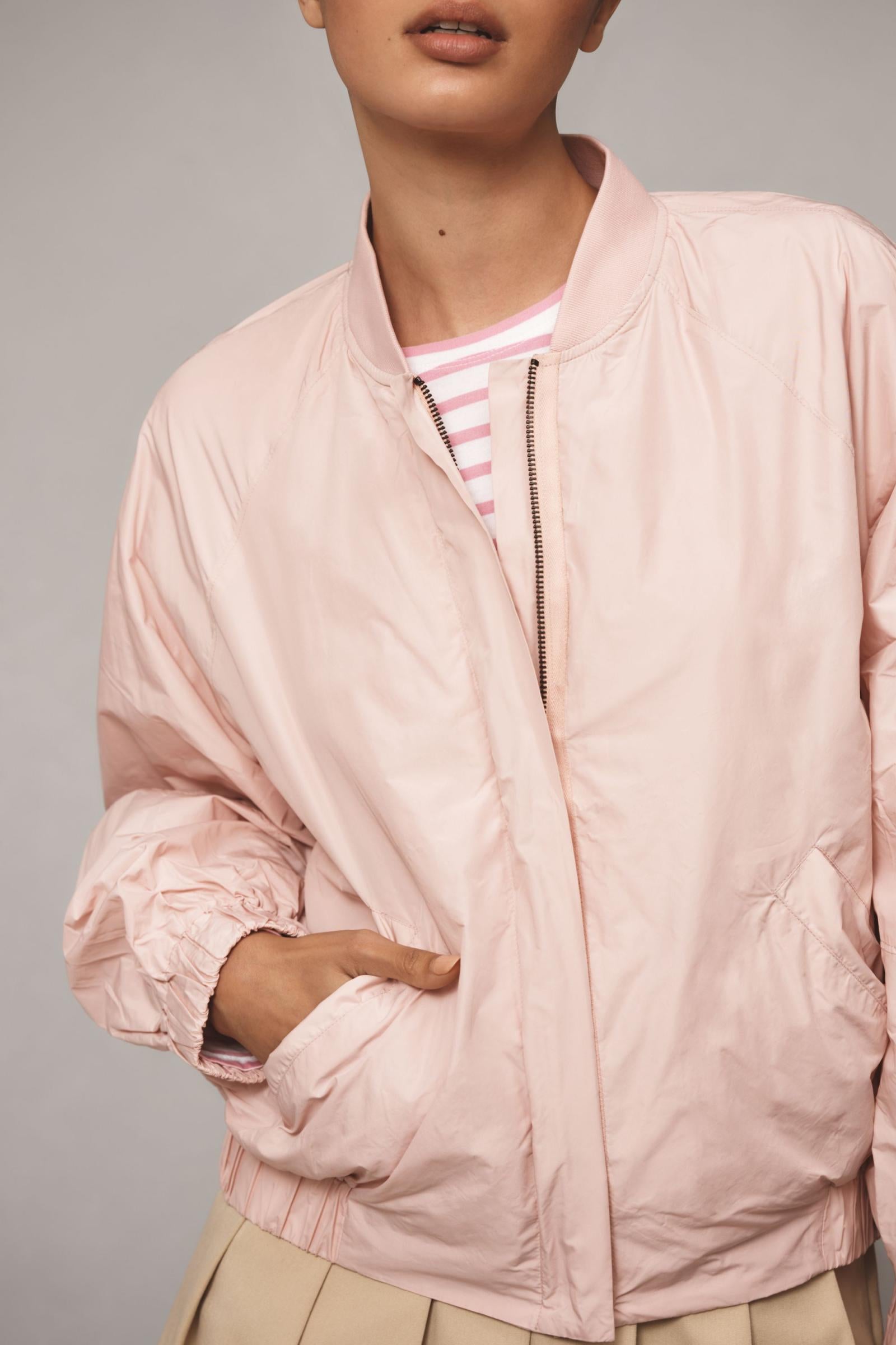 Maeve Balloon-Sleeve Bomber Jacket