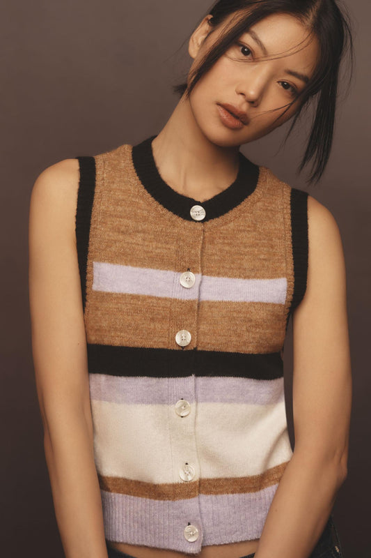 Maeve Crew-Neck Cardigan Sweater Vest