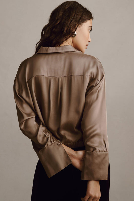 Maeve Silky Collared Popover Blouse