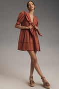 Load image into Gallery viewer, Pilcro Short-Sleeve Bow-Front Tunic Mini Dress
