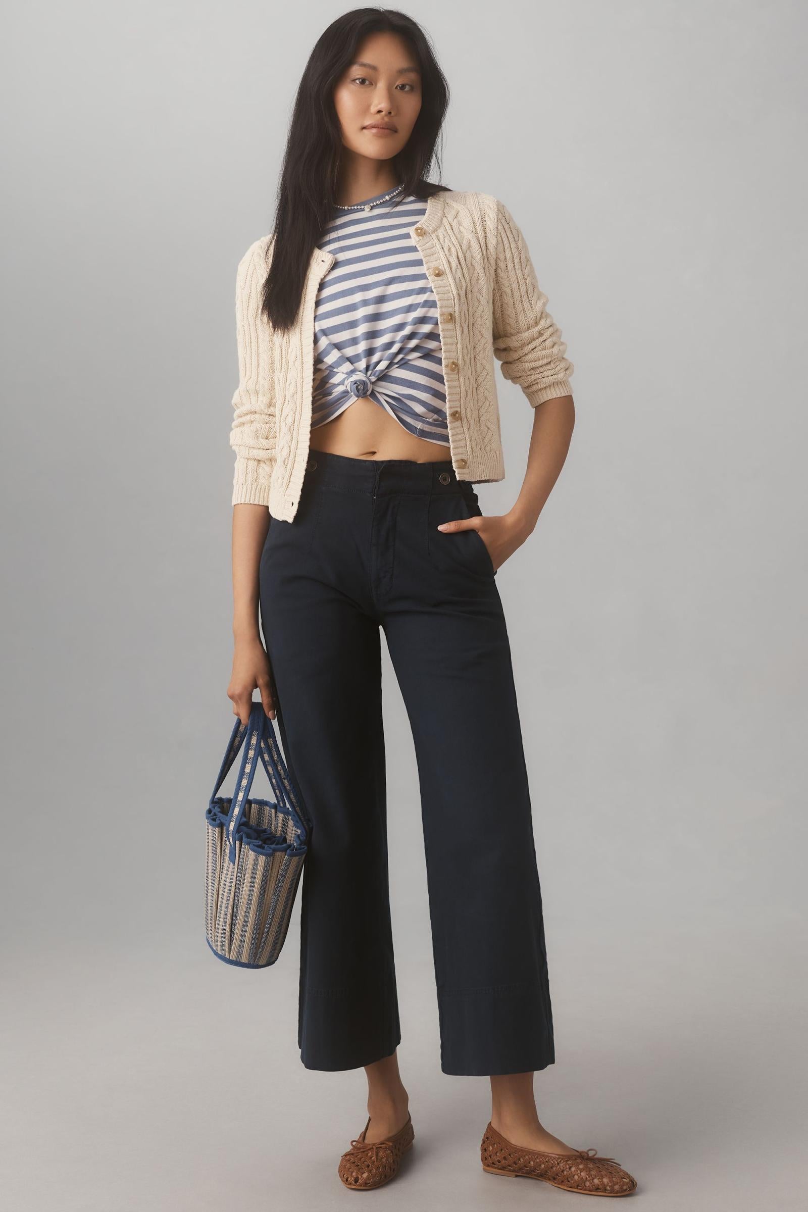 Pilcro Crop Wide-Leg Chino Trousers