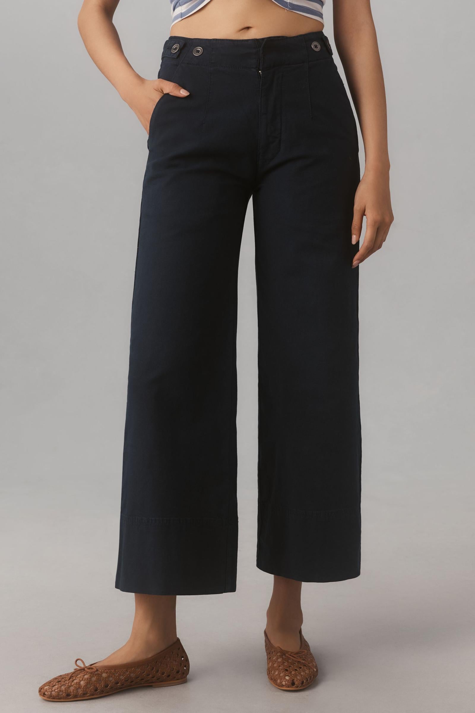 Pilcro Crop Wide-Leg Chino Trousers