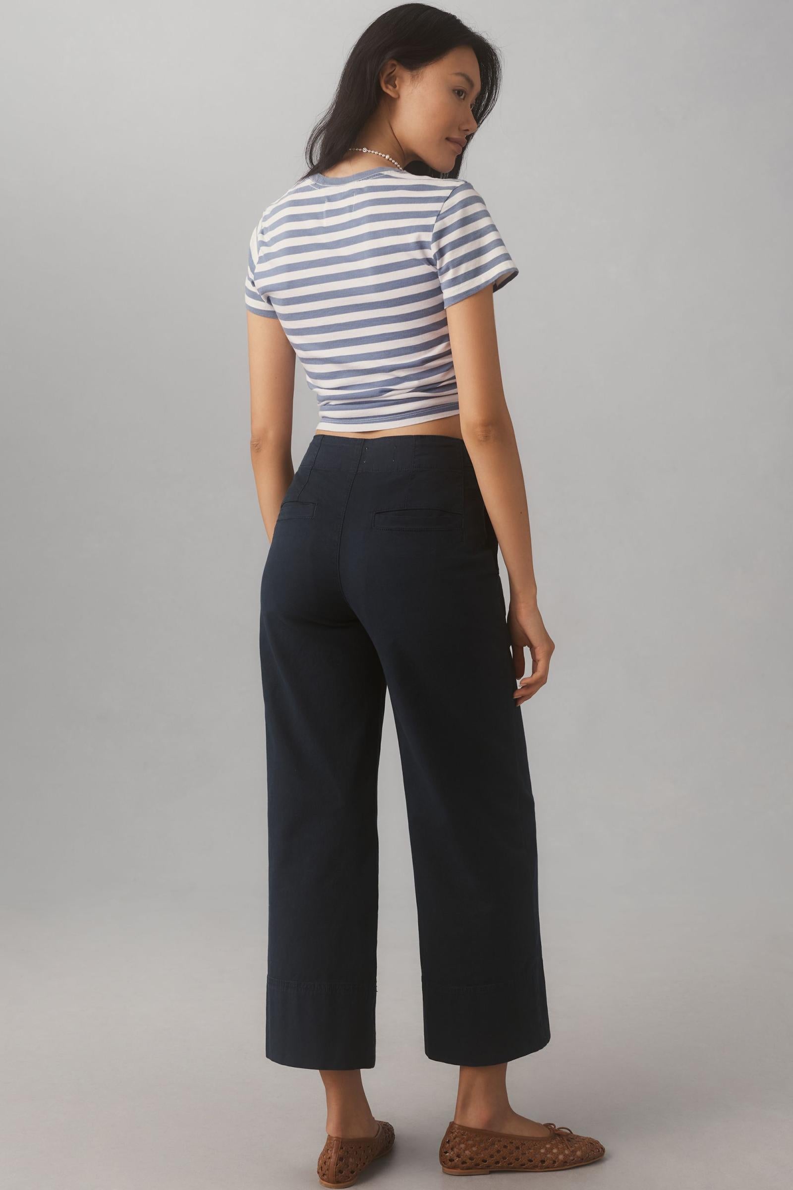 Pilcro Crop Wide-Leg Chino Trousers