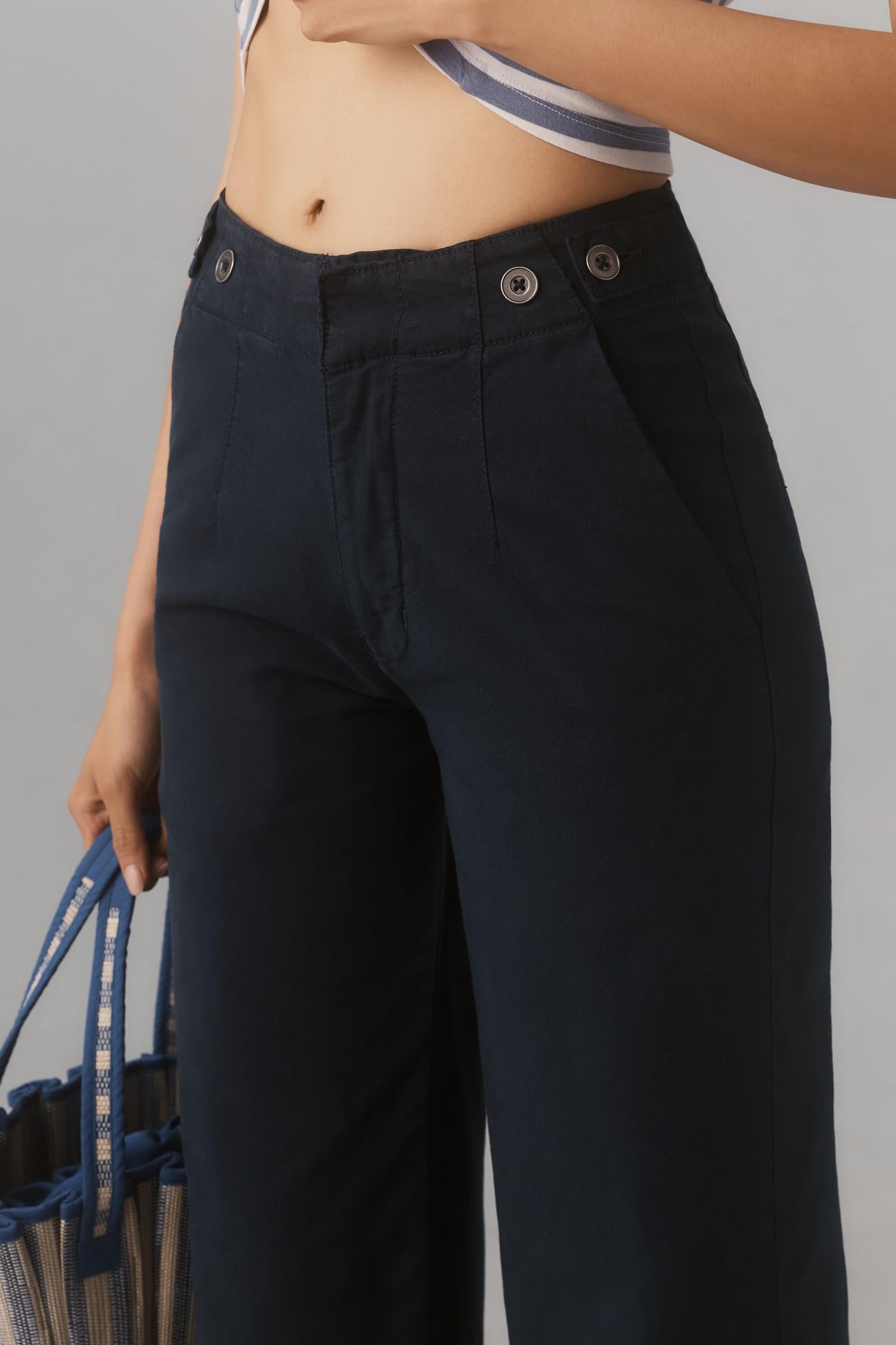 Pilcro Crop Wide-Leg Chino Trousers