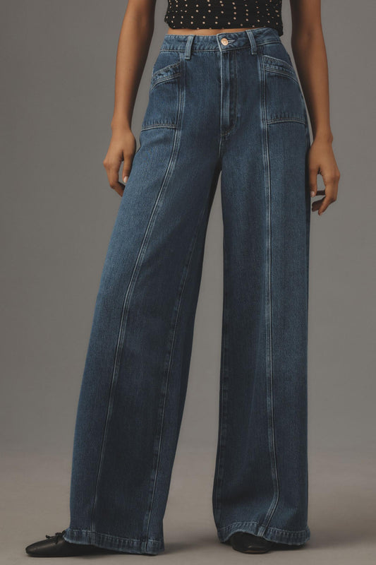 PAIGE Portia Seamed High-Rise Wide-Leg Jeans