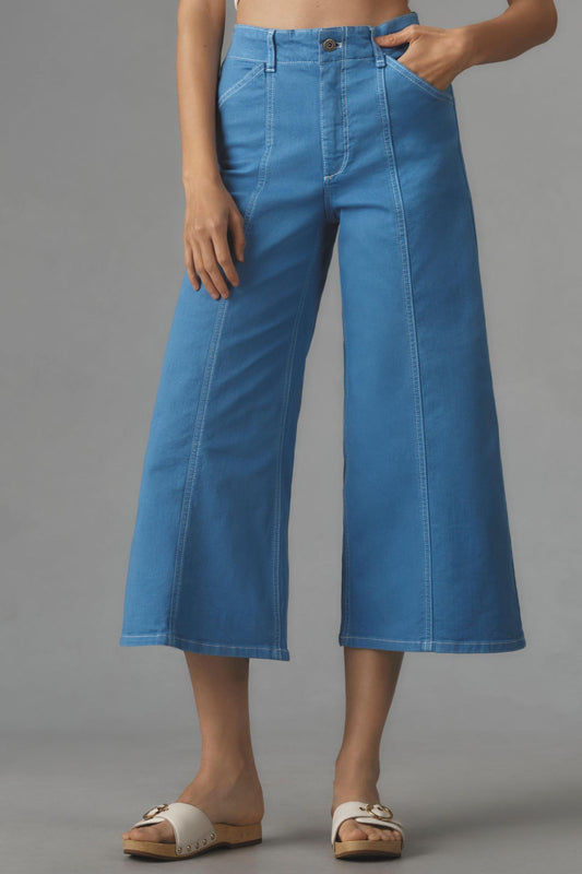 The Delaney Crop Clean-Seamed High-Rise Wide-Leg Jeans by Maeve