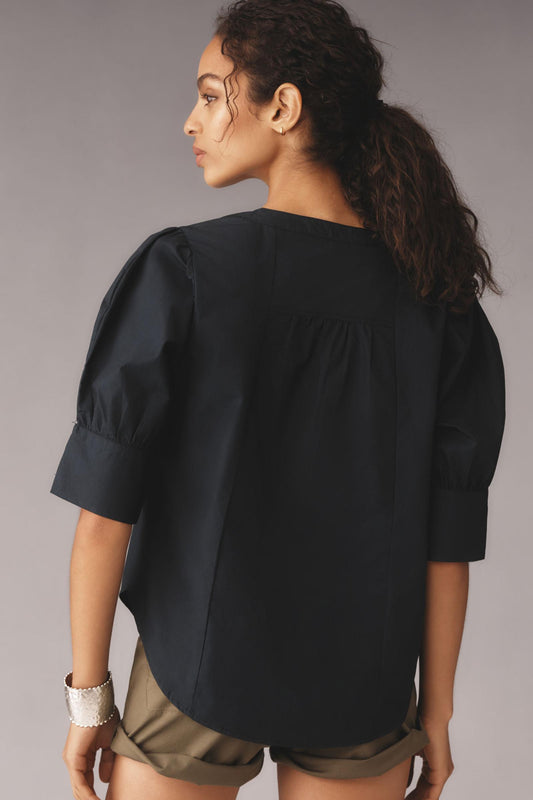 By Anthropologie Puff-Sleeve Sculpted Blouse