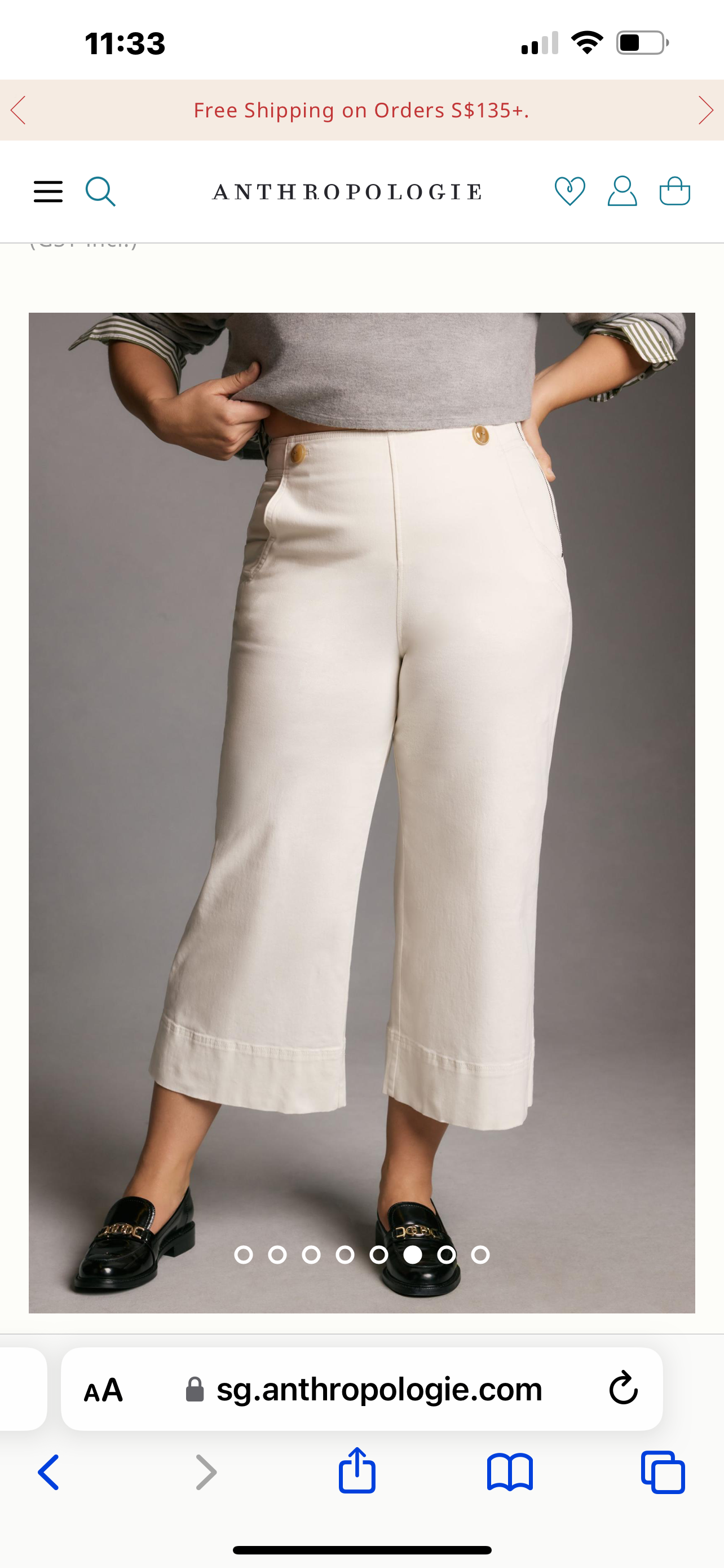 Maeve Buttoned Cropped Wide-Leg Culottes