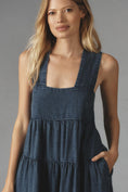 Load image into Gallery viewer, The Helena Square-Neck Tiered Midi Dress: Smocked Denim Edition
