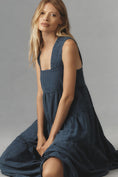 Load image into Gallery viewer, The Helena Square-Neck Tiered Midi Dress: Smocked Denim Edition
