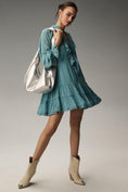 Load image into Gallery viewer, By Anthropologie Long-Sleeve V-Neck Ruffled Mini Tunic Dress
