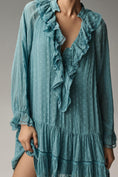 Load image into Gallery viewer, By Anthropologie Long-Sleeve V-Neck Ruffled Mini Tunic Dress
