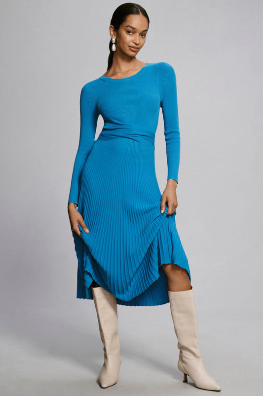 By Anthropologie Long-Sleeve Ribbed Sweater Midi Dress