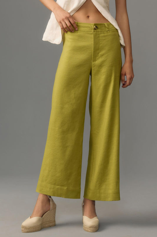 The Ettie High-Rise Crop Wide-Leg Pants by Maeve: Linen Edition