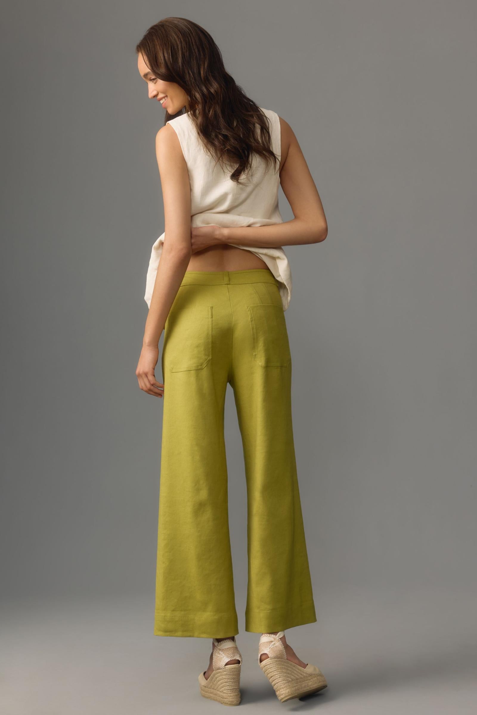 The Ettie High-Rise Crop Wide-Leg Pants by Maeve: Linen Edition