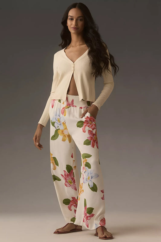 The Saria Smocked Wide-Leg Pants by Maeve