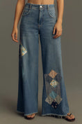 Load image into Gallery viewer, The Adi Mid-Rise Frayed Relaxed Flare Jeans by Pilcro: Patchwork Edition
