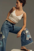 Load image into Gallery viewer, The Adi Mid-Rise Frayed Relaxed Flare Jeans by Pilcro: Patchwork Edition
