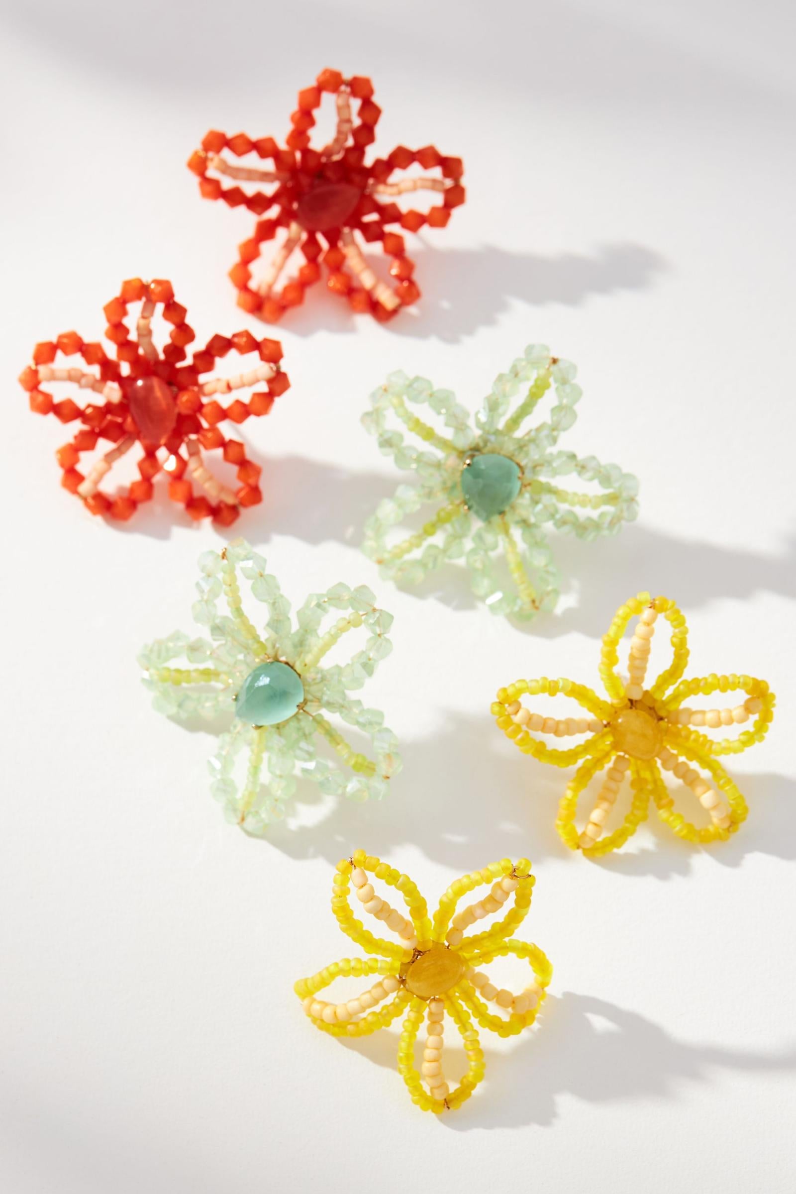 Extra Small Beaded Floral Post Earrings