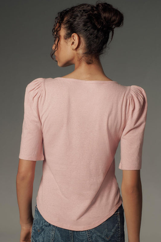 By Anthropologie Puff-Sleeve Henley Top