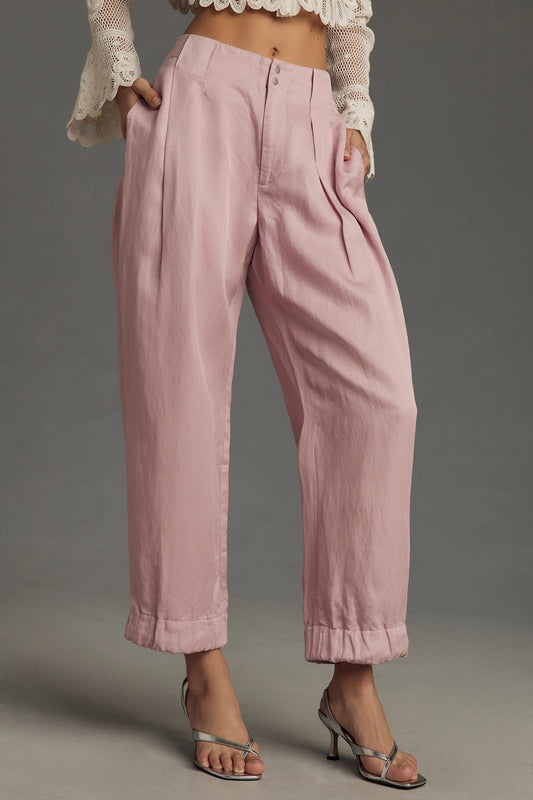 By Anthropologie High-Rise Cinched Hem Trousers