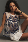 Load image into Gallery viewer, By Anthropologie Embroidered Ruffle Sheer Sleeveless Top
