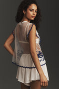 Load image into Gallery viewer, By Anthropologie Embroidered Ruffle Sheer Sleeveless Top
