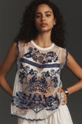 Load image into Gallery viewer, By Anthropologie Embroidered Ruffle Sheer Sleeveless Top
