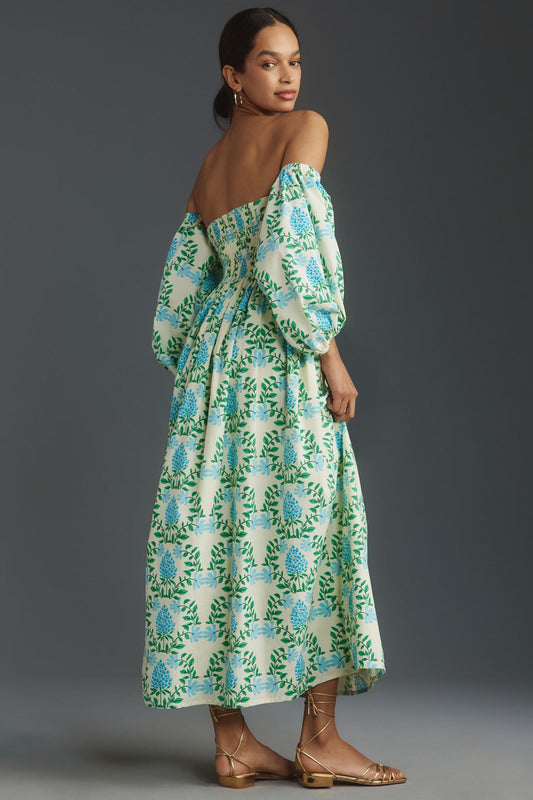 Let Me Be Off-The-Shoulder Printed Maxi Dress