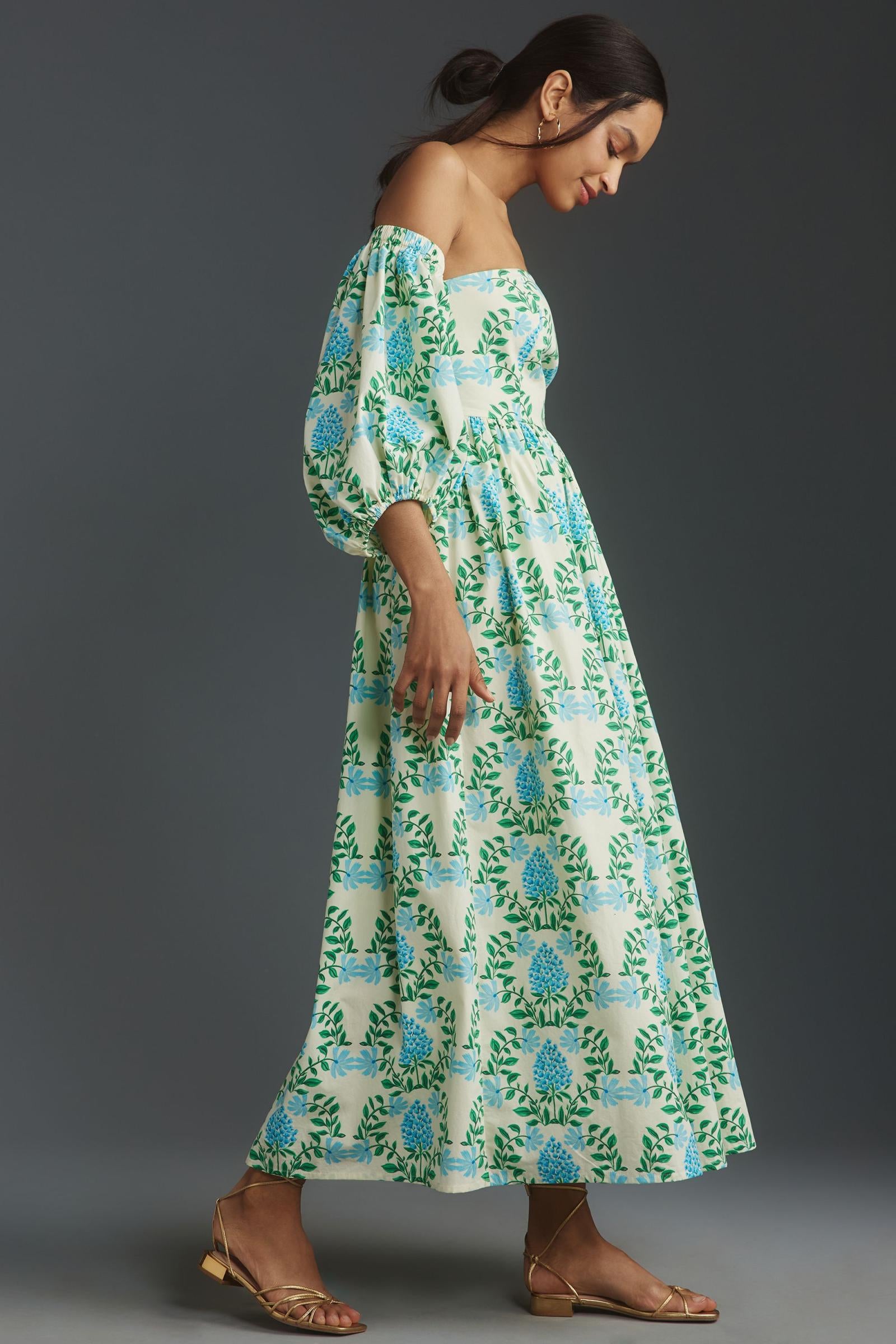 Let Me Be Off-The-Shoulder Printed Maxi Dress