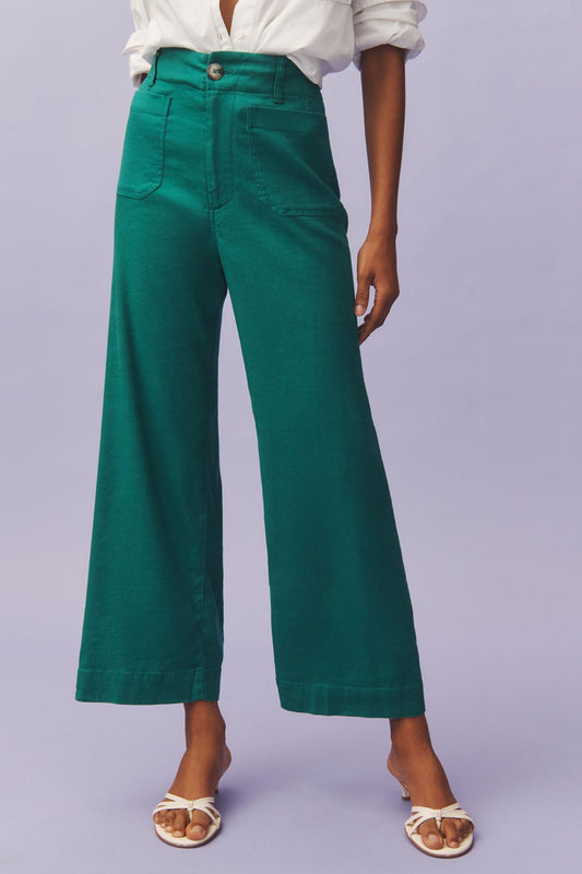 The Colette Cropped Wide-Leg Pants by Maeve: Linen Edition