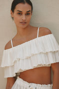 Load image into Gallery viewer, By Anthropologie Off-The-Shoulder Pliss‚ Ruffled Crop Top
