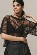 Load image into Gallery viewer, By Anthropologie Short-Sleeve Embroidered Mesh Top
