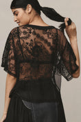 Load image into Gallery viewer, By Anthropologie Short-Sleeve Embroidered Mesh Top
