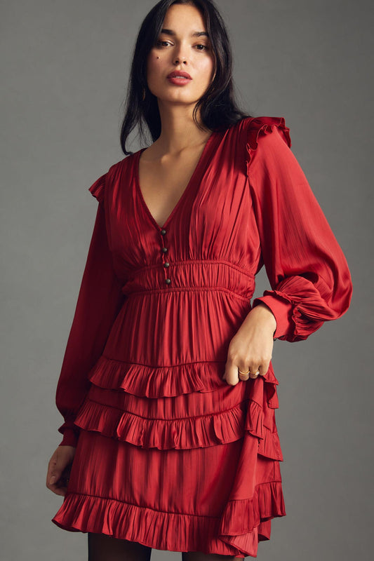 By Anthropologie Tiered Ruffled Mini Dress