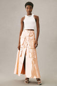 Load image into Gallery viewer, Let Me Be Metallic Cargo Maxi Skirt
