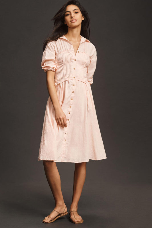 Pilcro Corset Midi Shirt Dress