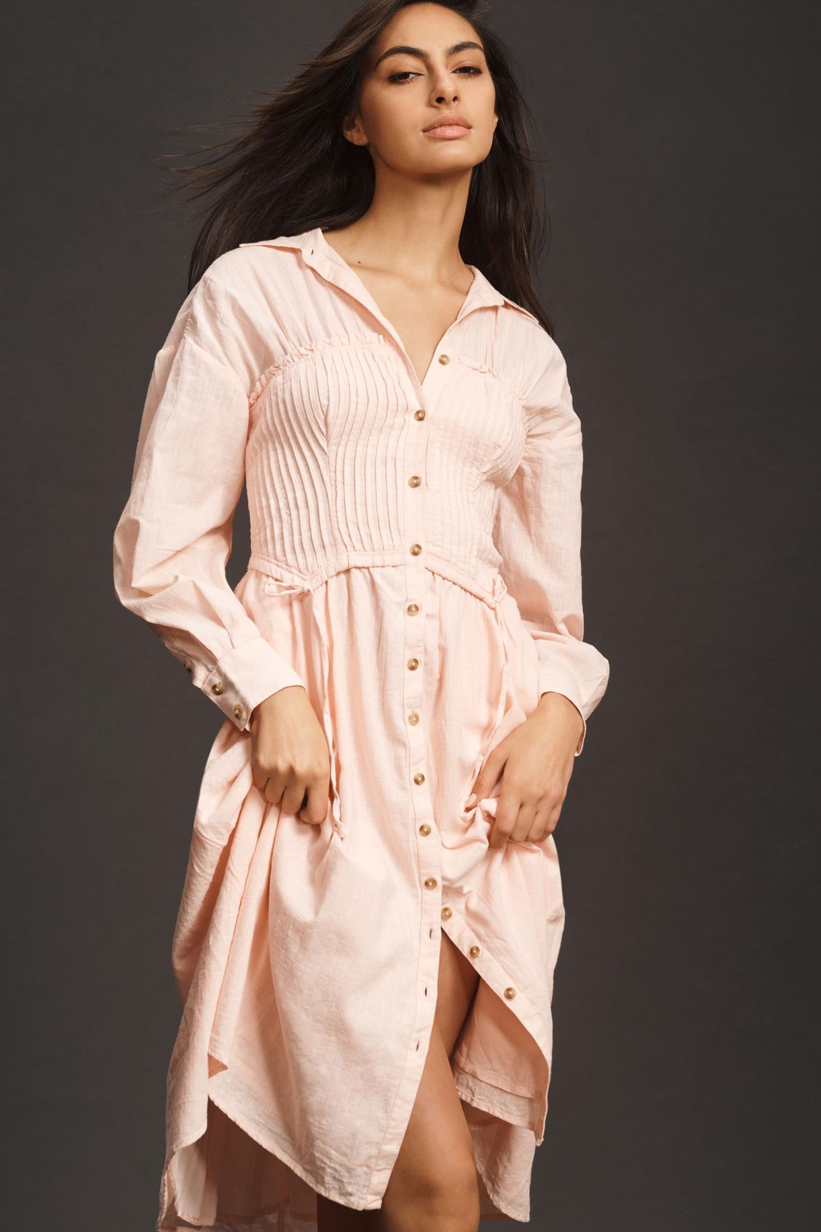 Pilcro Corset Midi Shirt Dress