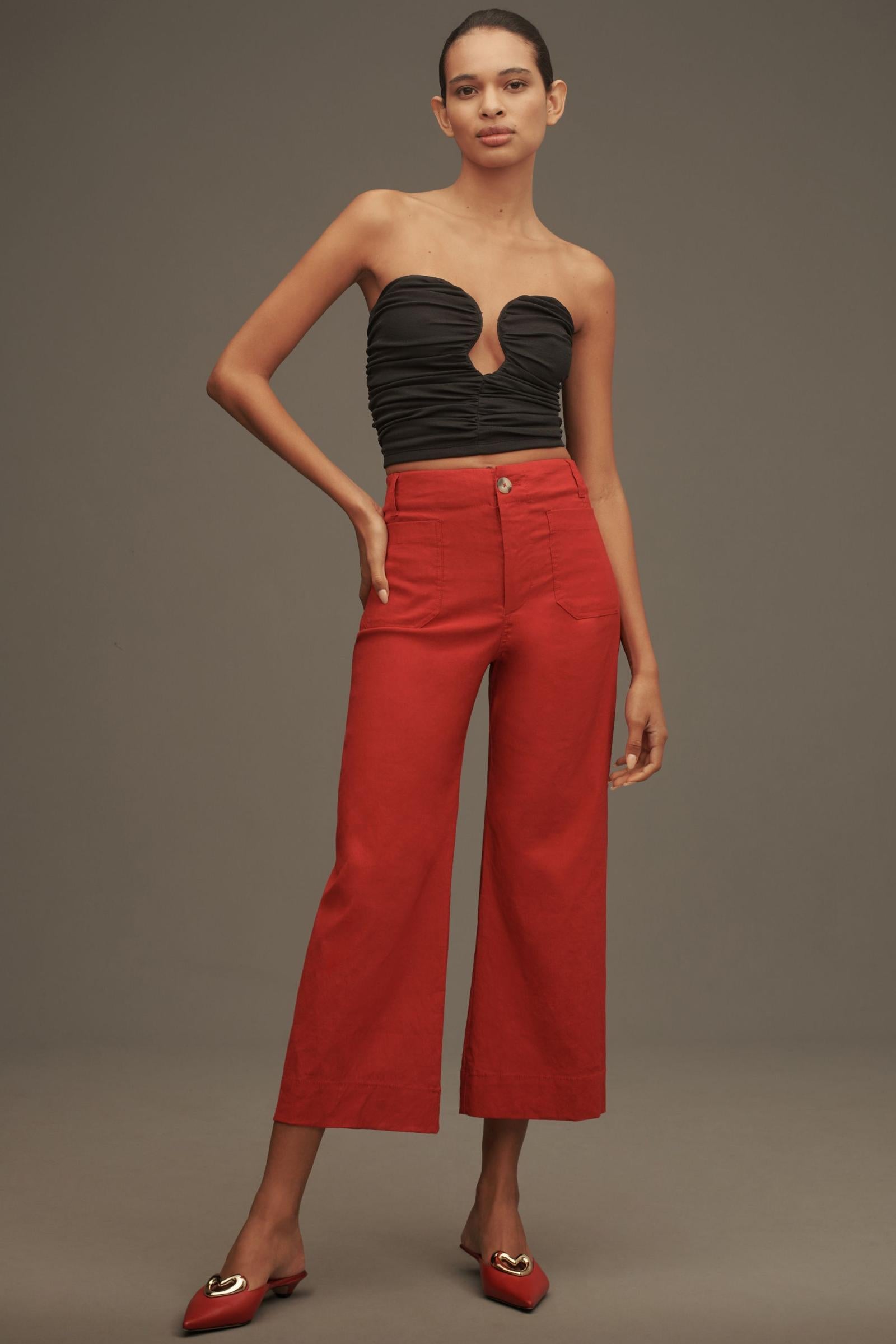 The Colette Cropped Wide-Leg Pants by Maeve