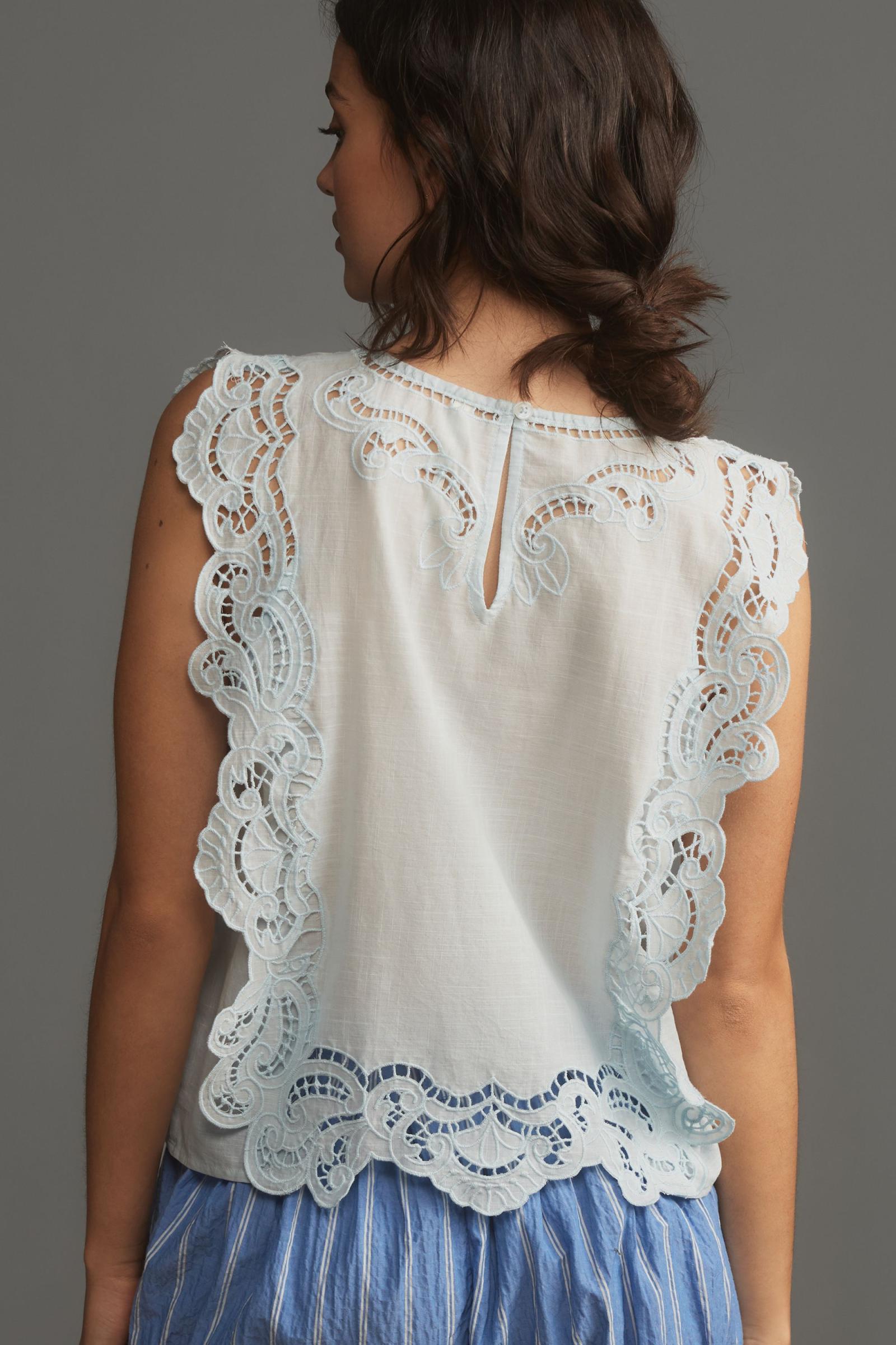 By Anthropologie Cutwork Lace Hanky Blouse