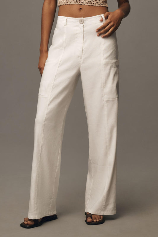 By Anthropologie High-Waist Rope Belt Linen Pants