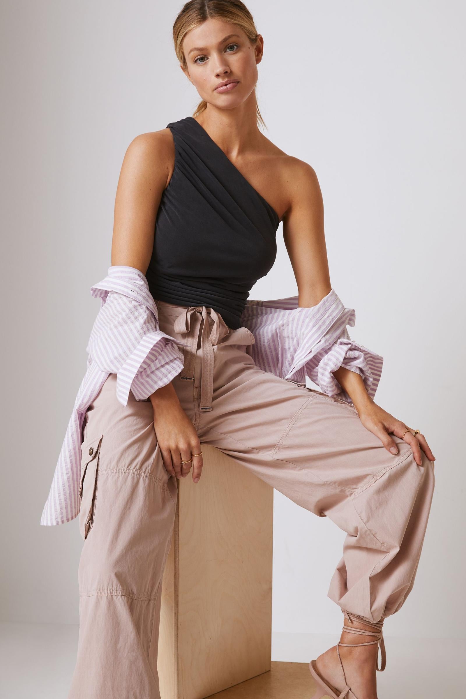 Eri + Ali Cupro One-Shoulder Top