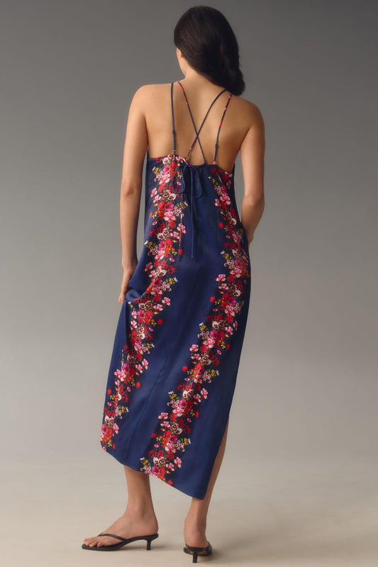 By Anthropologie Double-Strap Halter Column Midi Dress