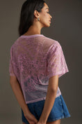 Load image into Gallery viewer, By Anthropologie Short-Sleeve Embroidered Mesh Top
